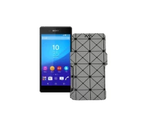 Купить - чехол для смартфона  Чехол-книга из экокожи для телефона Sony Xperia Z3 Plus E6553 Серый ромб