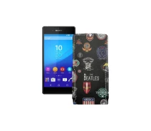 Купить - чехол для смартфона  Чехол-флип из экокожи для телефона Sony Xperia Z3 Plus E6553 Битлз