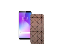 Купить - чехол для смартфона  Чехол-флип из экокожи для телефона Cubot Power Коричневый ромб