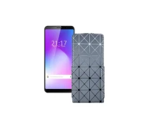 Купить - чехол для смартфона  Чехол-флип из экокожи для телефона Cubot Power Серый ромб