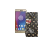 Купить - чехол для смартфона  Чехол-флип из экокожи для телефона Lenovo Vibe K6 Power (K33a42) Луи-Витон-коричневый