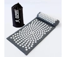 Купить - массажный коврик и принадлежности  Массажный коврик Аппликатор Кузнецова + валик массажер для спины/шеи/головы OSPORT Lotus Sun Mat Eco (apl-029) Серо-белый