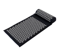 Купить - массажный коврик и принадлежности  Массажный коврик Аппликатор Кузнецова + валик массажер для спины/шеи/ног/стоп/головы/тела OSPORT Pro (apl-011) Черно-серый