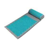 Купить - массажный коврик и принадлежности  Массажный коврик Аппликатор Кузнецова + валик массажер для спины/шеи/ног/стоп/головы/тела OSPORT Pro (apl-011) Серо-бирюзовый
