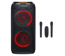 Купить - портативную колонку  Портативная колонка BiG JB-300 Party BoomBox 150Вт, два радио микрофона, караоке