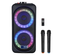 Купить - портативную колонку  Портативная колонка BIG JBX-828 150Вт, два радио микрофона, караоке, подсветка