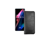 Купить - чехол для смартфона  Портмоне из кожи для телефона OPPO Find X3 Pro Черный