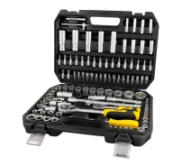 Купить - головку, наборы головок  Набор торцевых насадок MASTERTOOL CrV 1/4" и 1/2" трещотка 72Т 108 шт кейс 78-5108