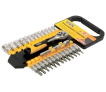 Купить - головку, наборы головок  Набор торцевых насадок MASTERTOOL PROFI CrV 1/4" 4-14 мм удлинитель 100 мм трещотка 72Т 28 шт 78-1428