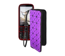 Купить - чехол для смартфона  Чехол-кошелек из экокожи для телефона Sigma Comfort 50 Optima 2021 Фиолетовый ромб
