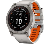 Купить - смарт-часы  Смарт-часы Garmin Fenix 7X Pro Sapphire Solar Titanium w. Fog Gray/Ember O. Band (010-02778-14/15/64)