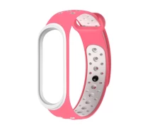 Купить - аксессуар к смарт-чсасам  Ремешок к браслету Mi band 4 3 перфорированный Pink-white (1506216881)