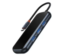 Купить - кардридер  Хаб Baseus AcmeJoy 6-Port Type-C HUB to HDMI x  1+USB3.0 x 2+USB2.0 x 1+Type-C PD&Data x  1+RJ45 x 1 WKJZ010313 Dark Grey