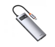 Купить - кардридер  Хаб Baseus Metal Gleam Series 7-in-1 Type-C HUB Type-CtoHDMI x  1+USB3.0 x 3+PD x 1+VGA x  1+RJ45 x  1 WKWG040013 Grey