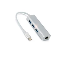 Купить - кардридер  Usb Hub Type C на 3-Port USB 3.0 Ethernet переходник адаптер Foxconn (A12057) (510015)