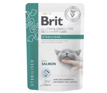 Купить -  Корм Brit VD Care Sterilised влажный с лососем для профилактики заболеваний мочеполовой системы у стерилизованных котов 85 гр