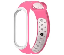 Купить - аксессуар к смарт-чсасам  Ремешок Sport для Xiaomi Mi Band 5/6 (Розовый/Белый) (1366422)