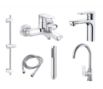 Купить - смеситель  Набор смесителей PERLA ELIS (PSH504-С+PSH503+PSH502+PSF1005+PSF2002+PSS1850) 105040-C