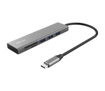 Купить - кардридер  USB-хаб Trust USB-хаб HALYX FAST 3USB+CARD READER USB-C ALUMINIUM (24191_TRUST)