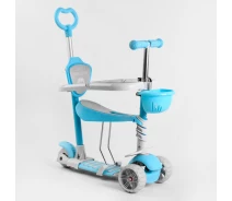 Купить - самоката  Самокат Best Scooter 5в1 с защитным бампером PU колеса 120х50мм со светом Голубой