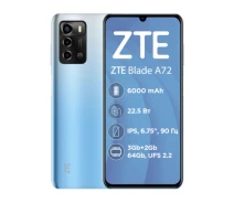 Купить - смартфон и мобильный телефон  Смартфон ZTE BLADE A72 3/64 GB Blue - Refurbished