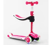 Купить - самоката  Самокат трехколесный Best Scooter MAXI С СИДЕНИЕМ, колеса PU со светом. Pink and white (102932)