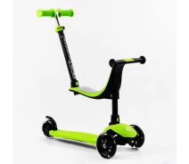 Купить - самоката  Самокат-велобег 3в1 Best Scooter колеса PU со светом, сидение, родительская ручка. Green (106696)