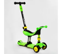 Купить - самоката  Самокат-велобег 3в1 трехколесный Best Scooter, колеса PU со светом, амортизаторы, родительская ручка. Green (105635)