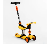 Купить - самоката  Самокат-велобег 3в1 трехколесный Best Scooter, колеса PU со светом, амортизаторы, родительская ручка. Orange (105657)