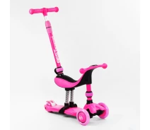 Купить - самоката  Самокат-велобег 3в1 трехколесный Best Scooter, колеса PU со светом, амортизаторы, родительская ручка. Pink (104497)