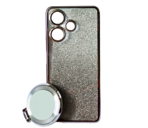 Купить - чехол для смартфона  Силиконовый чехол Glitter Case накладка для Infinix Hot 30 с металлическим кольцом-зеркалом в комплекте silver