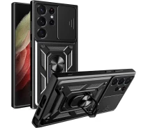 Купить - чехол для смартфона  Чехол Fiji Camera Defence для Samsung Galaxy S23 Ultra (S918) бампер с защитой камеры и подставкой Black