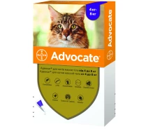 Купить - противопаразитарное средство для кота  Капли на холку для кошек 4-8 кг Адвокат 0,8 мл