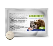 Купить - противопаразитарное средство для собаки  Таблетки для котов и собак Атазолсепт антигельминтный препарат со вкусом бекона 1 таблетка на 20 кг Круг