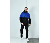 Купить - мужской спортивный костюм  Костюм теплый мужской спортивный, мод ФЛ-3665, черный/ярко-синий, размер 48-50