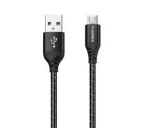 Купить - адаптер и кабель  Кабель Florence Technic microUSB - USB 2м (3A) гибкий для зарядки и передачи данных Black (FL-2204-2-KM)
