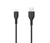 Купить - адаптер и кабель  Кабель Florence Wizer microUSB - USB 1м (2.4A) для зарядки и передачи данных Black (FL-2111-KM)