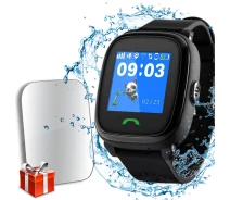 Купить - смарт-часы  Детские водонепроницаемые смарт-часы с GPS JETIX DF25 Aqua (Light Strap) Black + Защитное стекло (0000007)