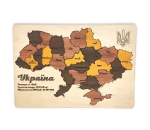 Купить - пазл  Деревянный пазл "Карта Украины" 30х21 см 25 деталей Морилка (990-2)