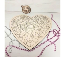 Купить - пазл  Деревянный пазл "Сердце" Love Is 26.5х22.5 см 107 деталей