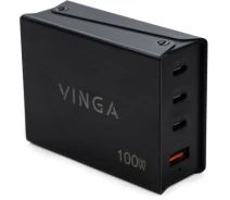 Купить - зарядное устройство для телефона и планшета  Зарядное устройство Vinga GaN 100W PD+QC 3C1A ports 1.2m Wired Charger (VCPCH100CB)