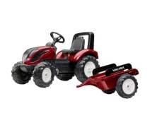 Купить - детский электро и веломобиль  Веломобиль Falk Valtra S4 трактор на педалях с прицепом Красный (4000AB)