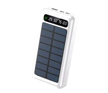 Купить - power bank  Повербанк с фонариком и солнечной батарей 50000 mAh 4 кабеля Powerbank THATTi wxj-011 УМБ портативный 4в1 мощный led светильник с дисплеем универсальный для андроид айфона быстрая зарядка (Белый)