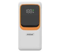 Купить - power bank  Компактный повербанк с цифровым дисплеем 12000 mAh 2 выхода Powerbank Andowl Q-TD98 портативный универсальный для андроид айфона быстрая зарядка (Белый)