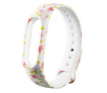 Купить - аксессуар к смарт-чсасам  Силиконовый ремешок с рисунком для Xiaomi Mi Band 3/4 (Розовые цветы / Белый) (902979)