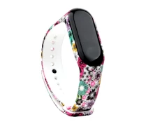 Купить - аксессуар к смарт-чсасам  Силиконовый ремешок с рисунком для Xiaomi Mi Band 3/4 (Розы / Белый) (902980)