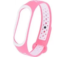 Купить - аксессуар к смарт-чсасам  Ремешок Sport для Xiaomi Mi Band 3/4 (Розовый/Белый) (768786)