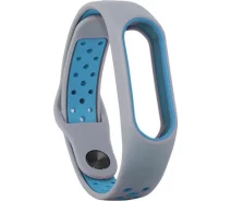 Купить - аксессуар к смарт-чсасам  Ремешок Sport для фитнес-браслета Xiaomi Mi Band 3 / 4 (Grey / Голубой) (768716)