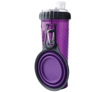 Купить - миску и контейнер для собак  Бутылка с двумя секциями Dexas Pet Meal для воды и корма 720 мл со складной миской 240 мл Фиолетовый