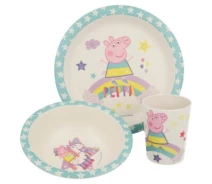 Купить - посуду для детей  Набор детской посуды Stor Peppa Pig - Magical Bamboo 3 Pcs Set With Rim (Stor-01385)